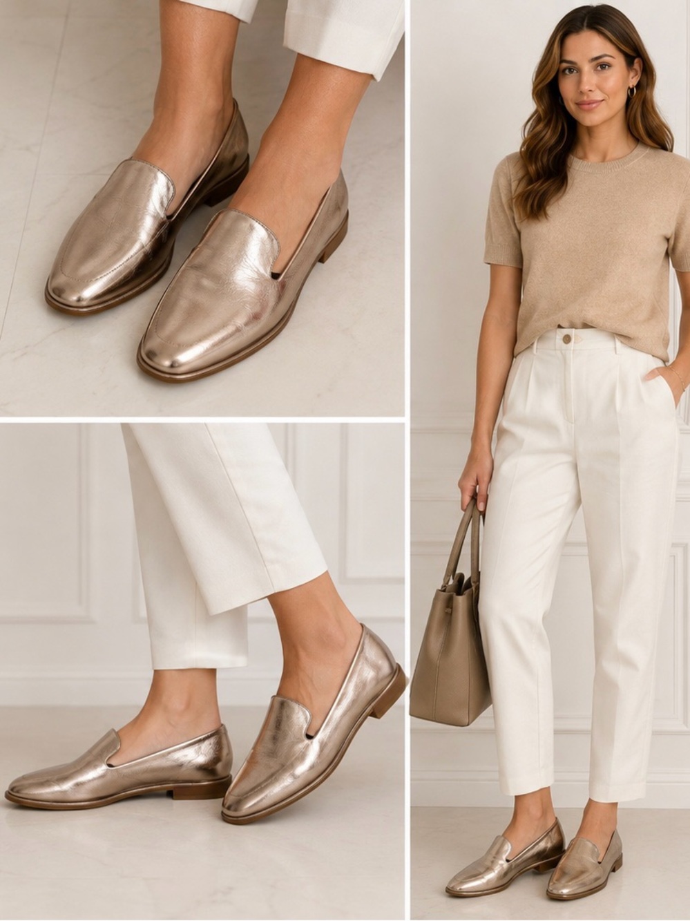 Antonio Melani Metallic Rose Gold Leather Loafers Flats 8.5M EUC